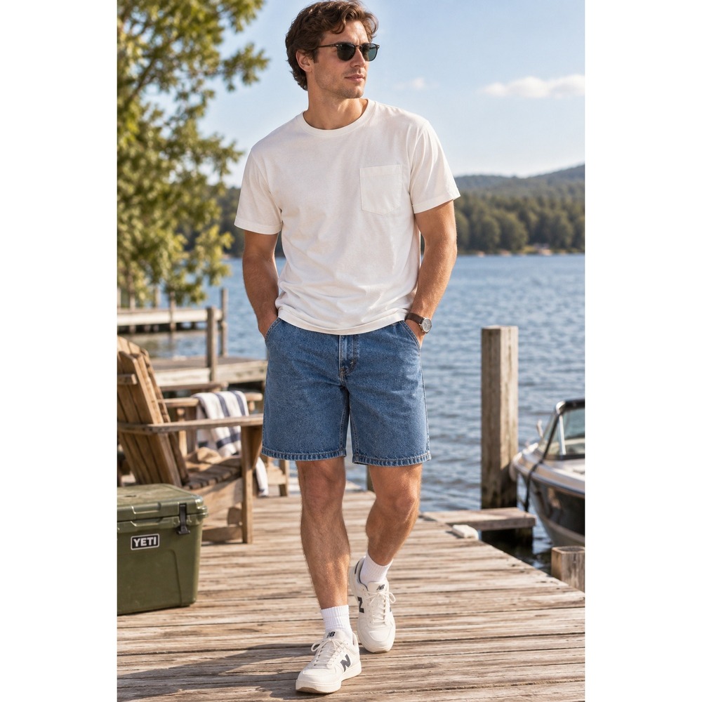 Levis Shorts Mens 33 Blue 505 Denim Retro Skater Streetwear
